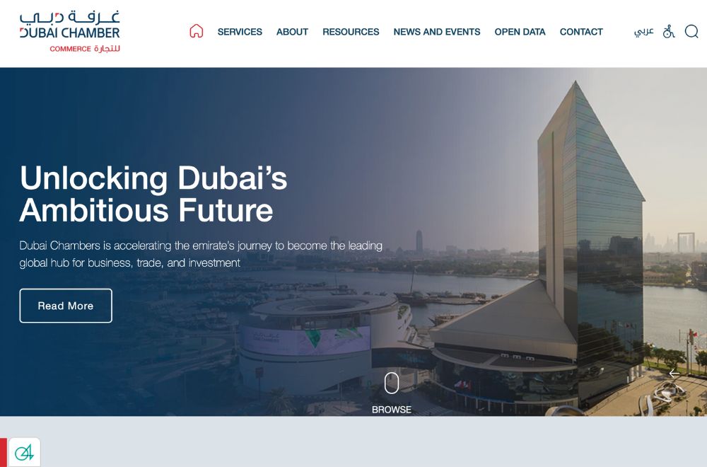 Screenshot Of Dubai Chamber Website