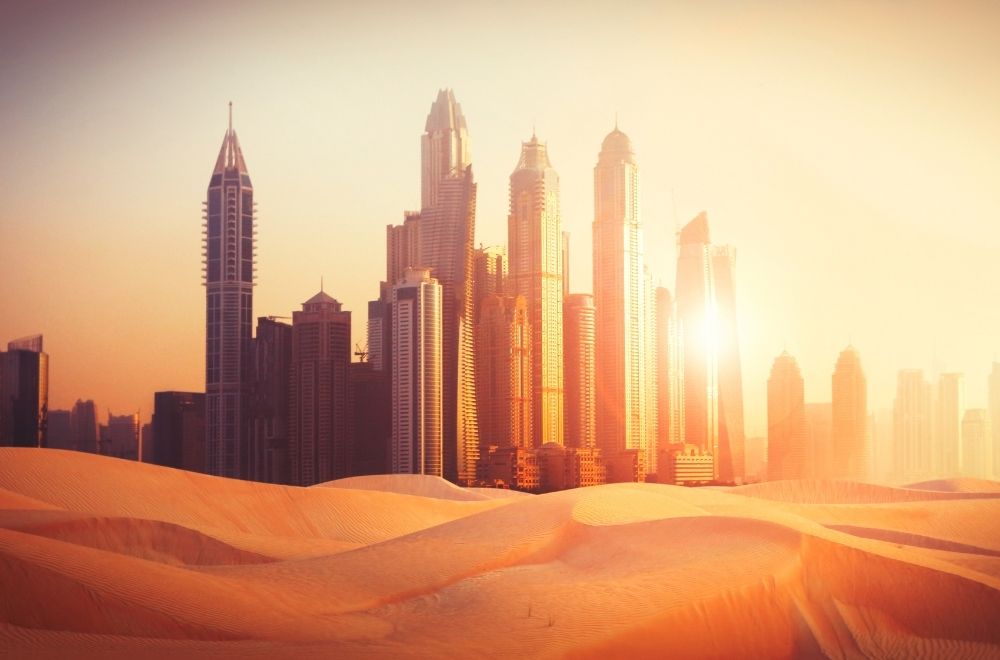 Dubai Cityscape In Desert