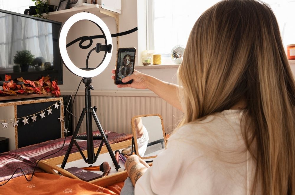 Influencer Filming At Desk