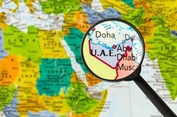 Map With UAE Under Magnifying Glass