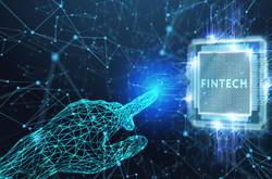 Digital Hand And Word "Fintech"