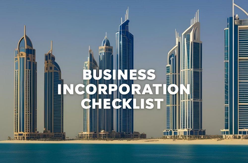 Title Page, Dubai Background Title Of "Business Incorporation Checklist"
